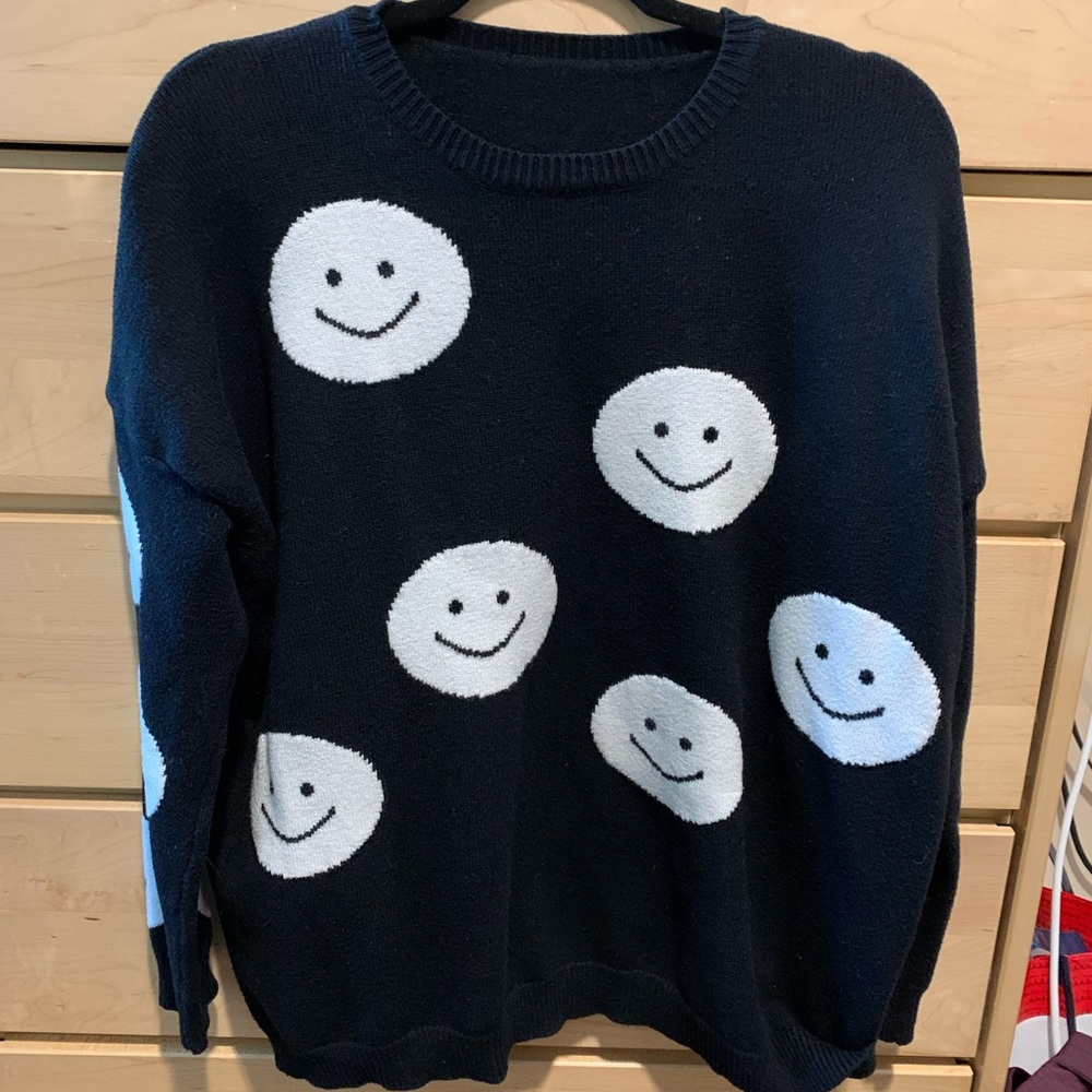 Black Smiley Face Sweater